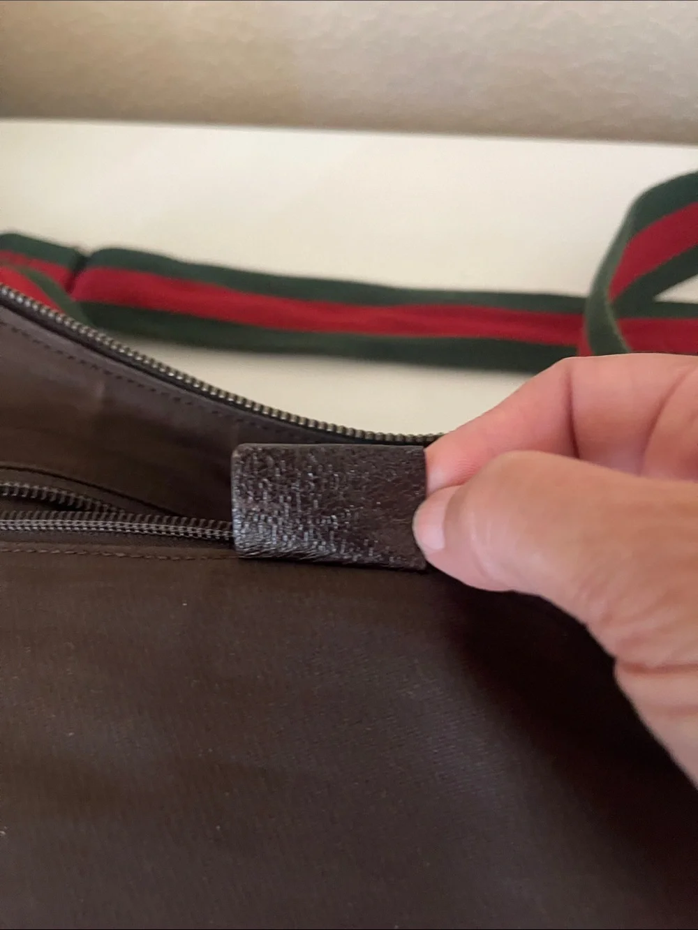 Gucci Beige/Brown GG Canvas Hobo with Green and Red Web Strap